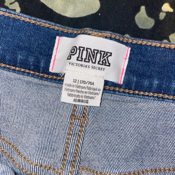 Victorias Secret PINK Denim short Shorts Cut off 12 Fray Daisy Dukes Blue - Picture 4 of 7